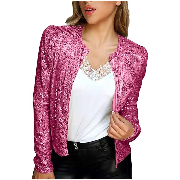 Cropped Tops for Women Long Sleeve Open Front Cardigan Shrug